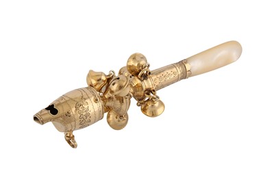Lot 19 - A George III sterling silver gilt babies rattle, London 1796 by Solomon Hougham (reg. 1st Feb 1793)