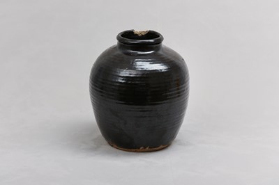 Lot 63 - A CHINESE OIL-SPOT GLAZED JAR.