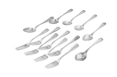 Lot 322 - A set of six early 19th century German silver tablespoons and table forks, Augsburg 1801 by Karl Ferdinand Tautenhahn (active 1781-1810)