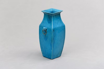 Lot 70 - A CHINESE TURQUOISE SQUARE-SECTION VASE.