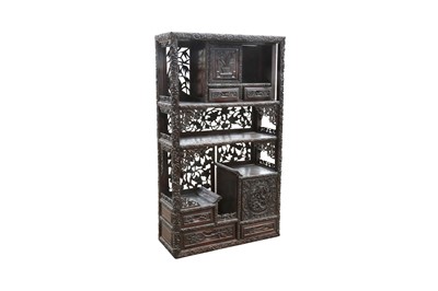 Lot 803 - A CHINESE WOOD DISPLAY CABINET.