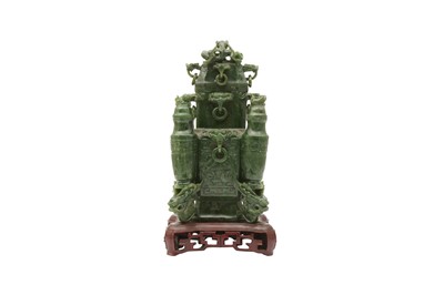 Lot 513 - A CHINESE SPINACH-GREEN 'DRAGON' VASE.