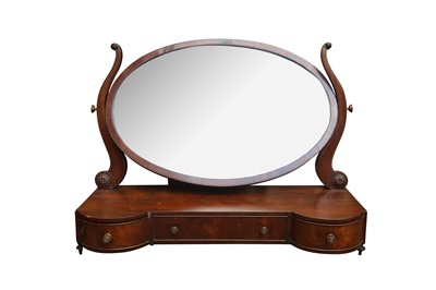 Lot 165 - A GEORGE III STYLE MAHOGANY TOILET MIRROR, CIRCA 1900
