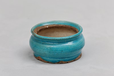 Lot 68 - A CHINESE TURQUOISE-GLAZED INCENSE BURNER.