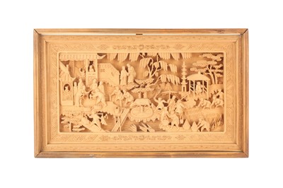 Lot 793 - A CHINESE SANDALWOOD PANEL.