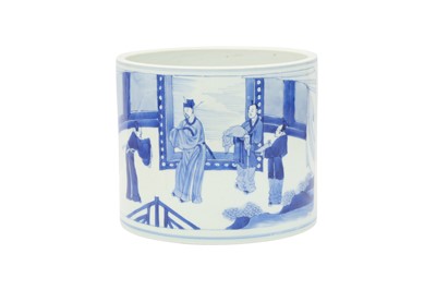 Lot 242 - A CHINESE BLUE AND WHITE BRUSH POT, BITONG.