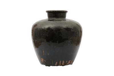 Lot 667 - A LARGE CHINESE BLACK-GLAZED JAR.