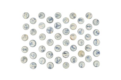 Lot 672 - A COLLECTION OF FIFTY CHINESE BLUE AND WHITE BOXES AND COVERS.