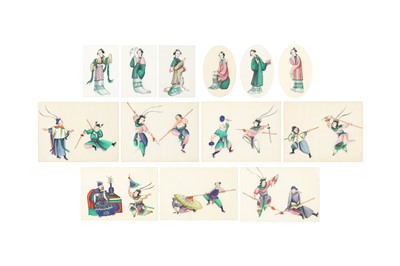 Lot 673 - THIRTEEN CHINESE PITH PAPER PAINTINGS.