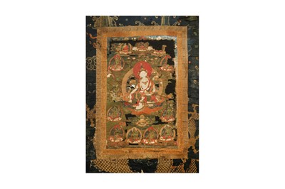Lot 396 - A TIBETAN THANGKA OF WHITE TARA.