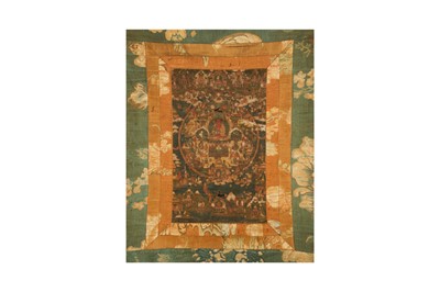 Lot 398 - A TIBETAN THANGKA OF AMITAYUS.