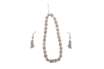 Lot 51 - A ruby and diamond necklace and earring suite, circa 1830's