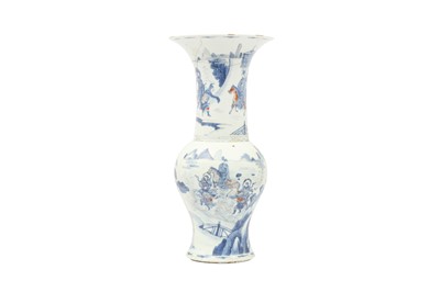 Lot 237 - A CHINESE BLUE AND WHITE YENYEN VASE.