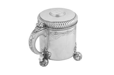 Lot 349 - A large late 19th century Swedish 835 standard medal set silver tankard, Stockholm 1898 by Carl Gustav Hallberg
