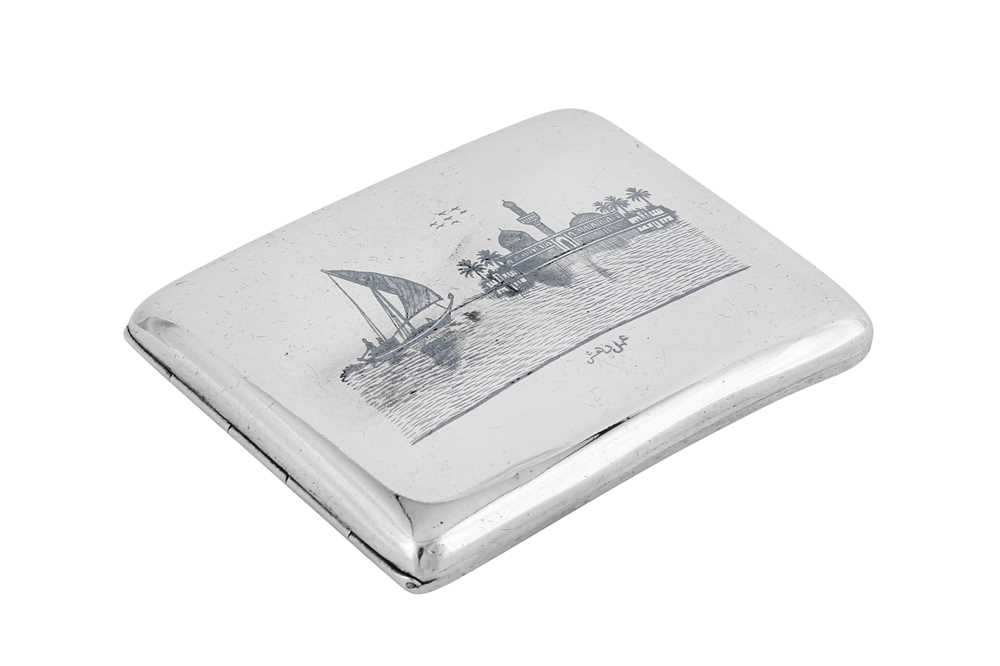 Lot 265 - An early to mid-20th century Iraqi silver and niello cigarette case, circa 1930-40