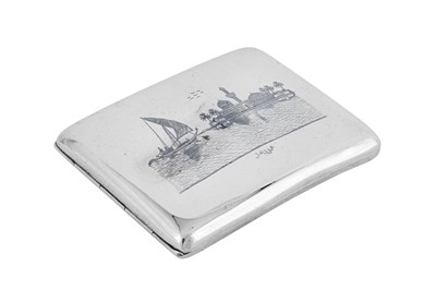 Lot 265 - An early to mid-20th century Iraqi silver and niello cigarette case, circa 1930-40