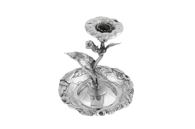Lot 574 - A George IV sterling silver naturalistic taper candlestick, London 1828 by Charles Reily and George Storer