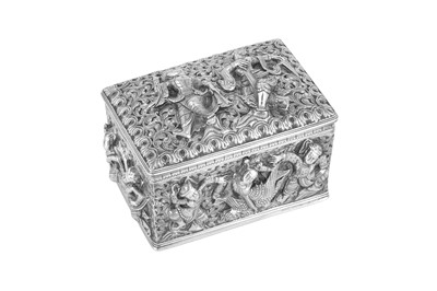 Lot 170 - An early 20th century Burmese unmarked silver box or tea caddy, Upper Burma circa 1900