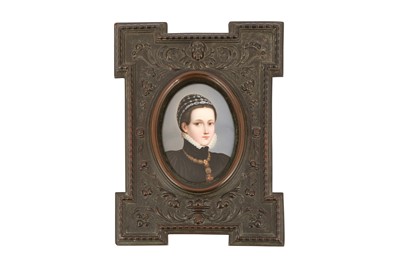 Lot 129 - A KPM STYLE OVAL PORCELAIN PLAQUE DEPICTING PHILIPPINE WESLER