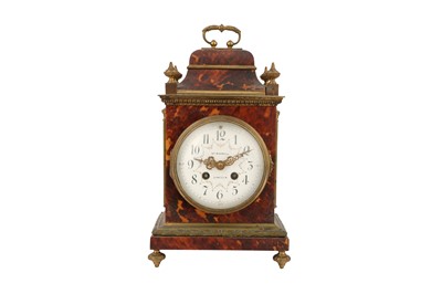 Lot 147 - A 19TH CENTURY TORTOISESHELL AND BRASS MANTEL CLOCK