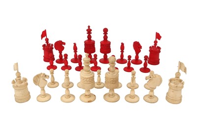 Lot 473 - A CHINESE BONE CHESS SET, 19TH CENTURY, QING DYNASTY