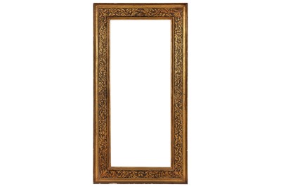 Lot 111 - AN ITALIAN 17TH CENTURY CARVED, GILDED AND PAINTED CASSETTA FRAME
