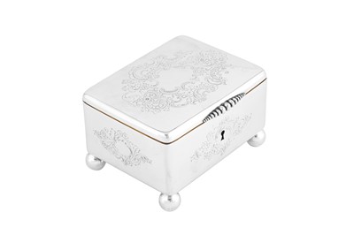 Lot 320 - A mid- 19th century Polish 84 zolotnik (875 standard) silver sugar box, Warsaw 1853? by Emile Radke (active 1852-1915)