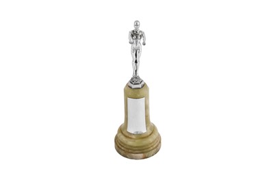 Lot 41 - A George V Art Deco sterling silver and onyx diving / swimming trophy, London 1932 by B.D (untraced)