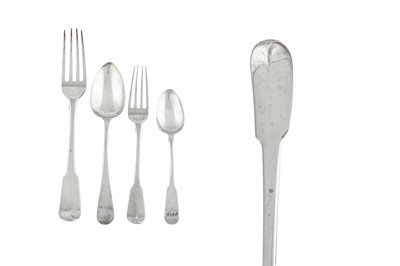 Lot 362 - A George III sterling silver part-table service of flatware / canteen, Birmingham 1811/13/14/16 by Edward Thomason