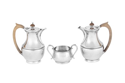 Lot 482 - A George V sterling silver three-piece café au lait set, London 1935 by J B Chatterley and Sons