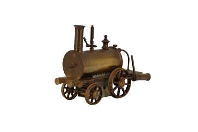 Lot 154 - A BRASS SCRATCH BUILT MODEL OF A BIRMINGHAM DRIBBLER LOCOMOTIVE, 19TH CENTURY