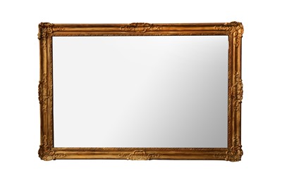 Lot 195 - A LARGE RECTANGULAR GILT FRAMED MIRROR, LATE 19TH CENTURY