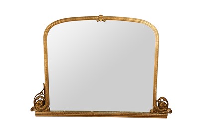 Lot 185 - A VICTORIAN GILT FRAMED CARVED OVERMANTEL MIRROR, CIRCA 1870S