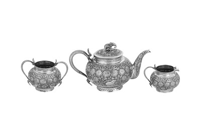 Lot 363 - A good late 19th / early 20th century Anglo – Indian silver three-piece tea service, Lucknow circa 1900 by Durga Parshad and Manohar Das