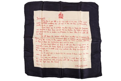Lot 47 - ABDICATION SPEECH BY KING EDWARD VIII ON SILK SCARF