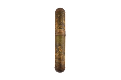 Lot 18 - A late 18th century Louis XVI French vernis martin lacquer needle case, circa 1780