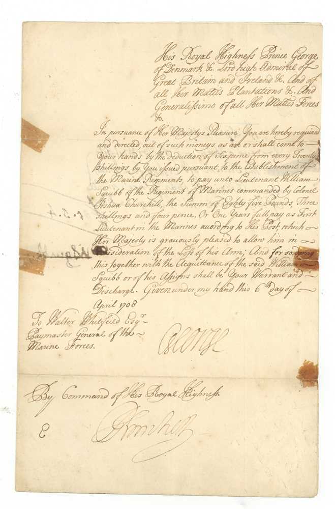 Lot 3 - DOCUMENT SIGNED BY PRINCE GEORGE OF DENMARK, CONSORT TO QUEEN ANNE