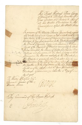 Lot 3 - DOCUMENT SIGNED BY PRINCE GEORGE OF DENMARK, CONSORT TO QUEEN ANNE
