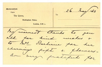 Lot 44 - AUTOGRAPH NOTE FROM MARY OF TECK, QUEEN CONSORT