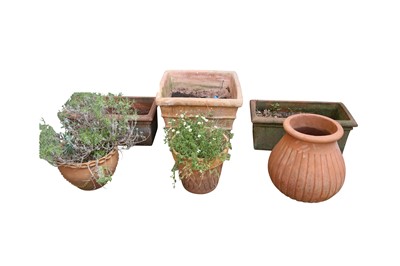 Lot 221 - A COLLECTION OF CONTEMPORARY TERRACOTTA GARDEN PLANTERS