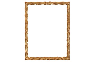 Lot 139 - AN ENGLISH 18TH CENTURY STYLE CARVED AND GILDED IMBRICTED  LEAF PASTEL FRAME