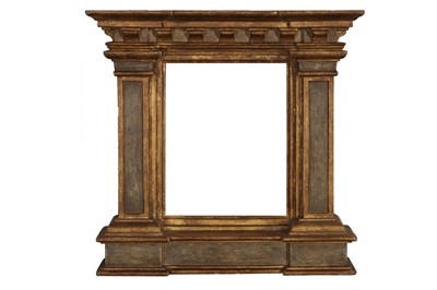 Lot 102 - AN ITALIAN 16TH CENTURY STYLE PAINTED AND GILDED TABERNACLE FRAME