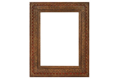 Lot 123 - AN ITALIAN CARVED, DECORATED AND CASTELLATED CASSETTA FRAME (EARLY 20TH CENTURY)