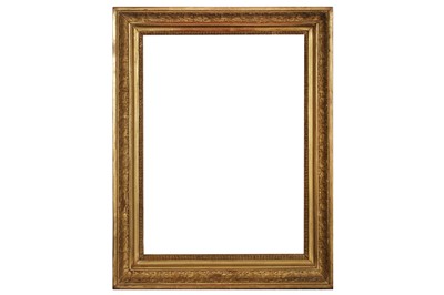 Lot 146 - A FRENCH NEOCLASSICAL EARLY 19TH CENTURY CARVED, GILDED AND APPLIED FRAME