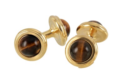 Lot 88 - A PAIR OF TIGER'S EYE CUFFLINKS