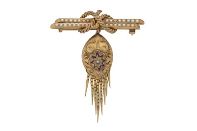 Lot 12 - A seed pearl mourning brooch