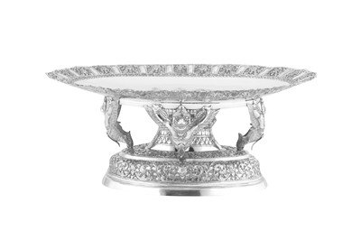 Lot 182 - A mid-20th century Cambodian unmarked silver dish on stand (Tok or Joeṅ Srāb), circa 1960