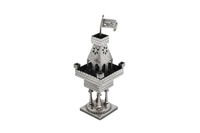 Lot 334 - Judaica – A modern Israeli silver spice tower (besamin), marked Netafim