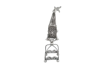 Lot 332 - Judaica – A 19th century German 12 loth (750 standard) silver spice tower (besamin)