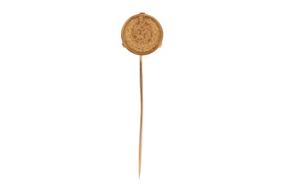 Lot 790 - A GOLDEN TUNISIAN 10 RIAL COIN SET AS A BROOCH
